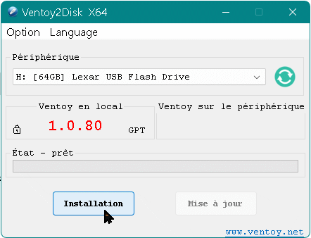 instaling Ventoy 1.0.94